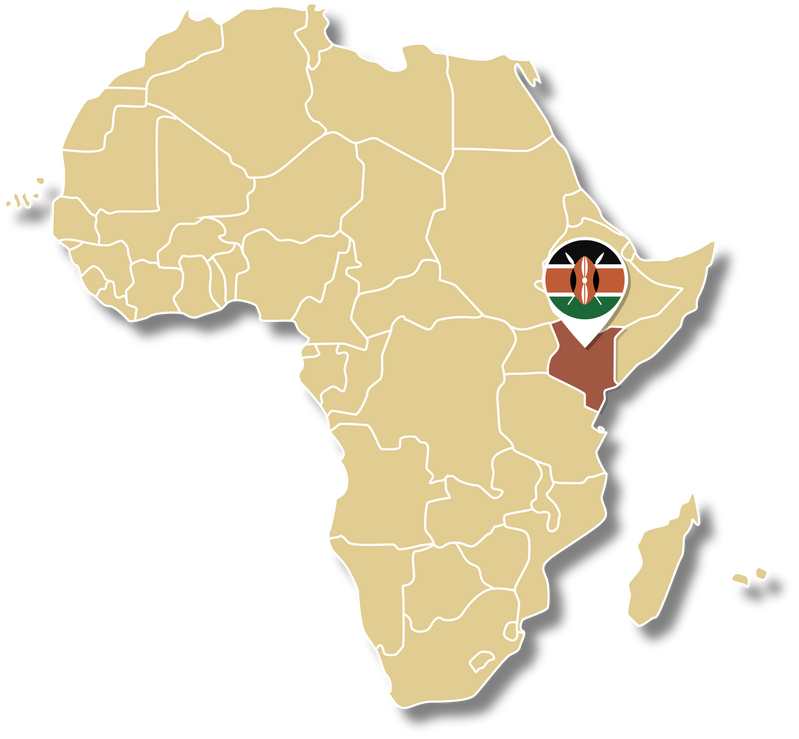 Map of Africa with Kenya highlighted